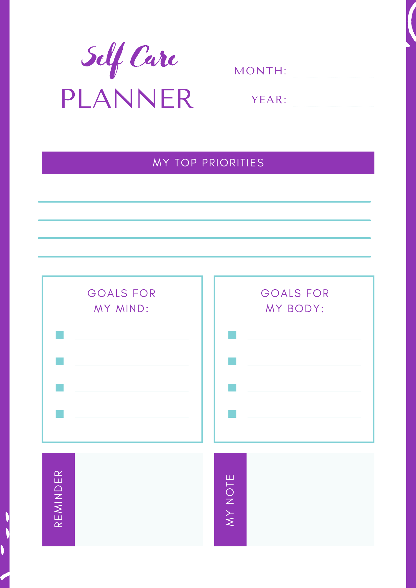 My Self-Care Planner