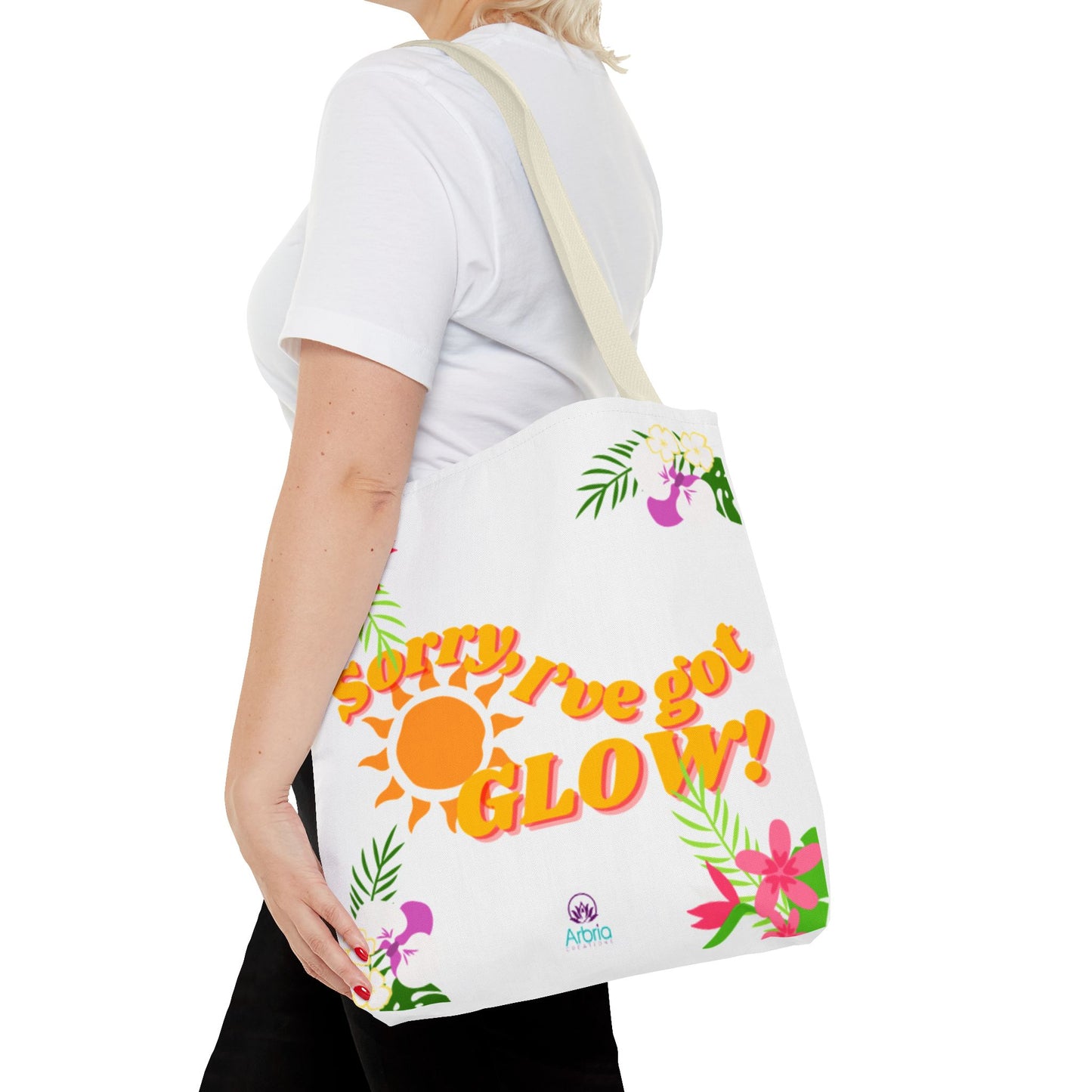 Tote — "Sorry, I've Got Glow" Floral Sun Tote Bag