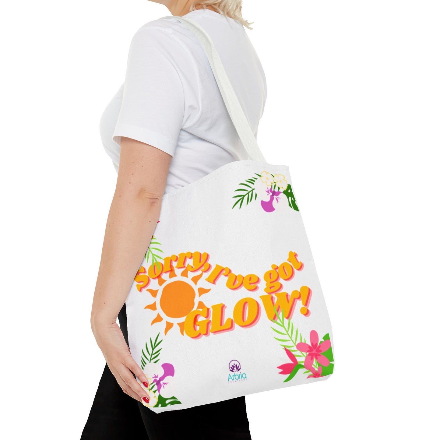 Tote — "Sorry, I've Got Glow" Floral Sun Tote Bag