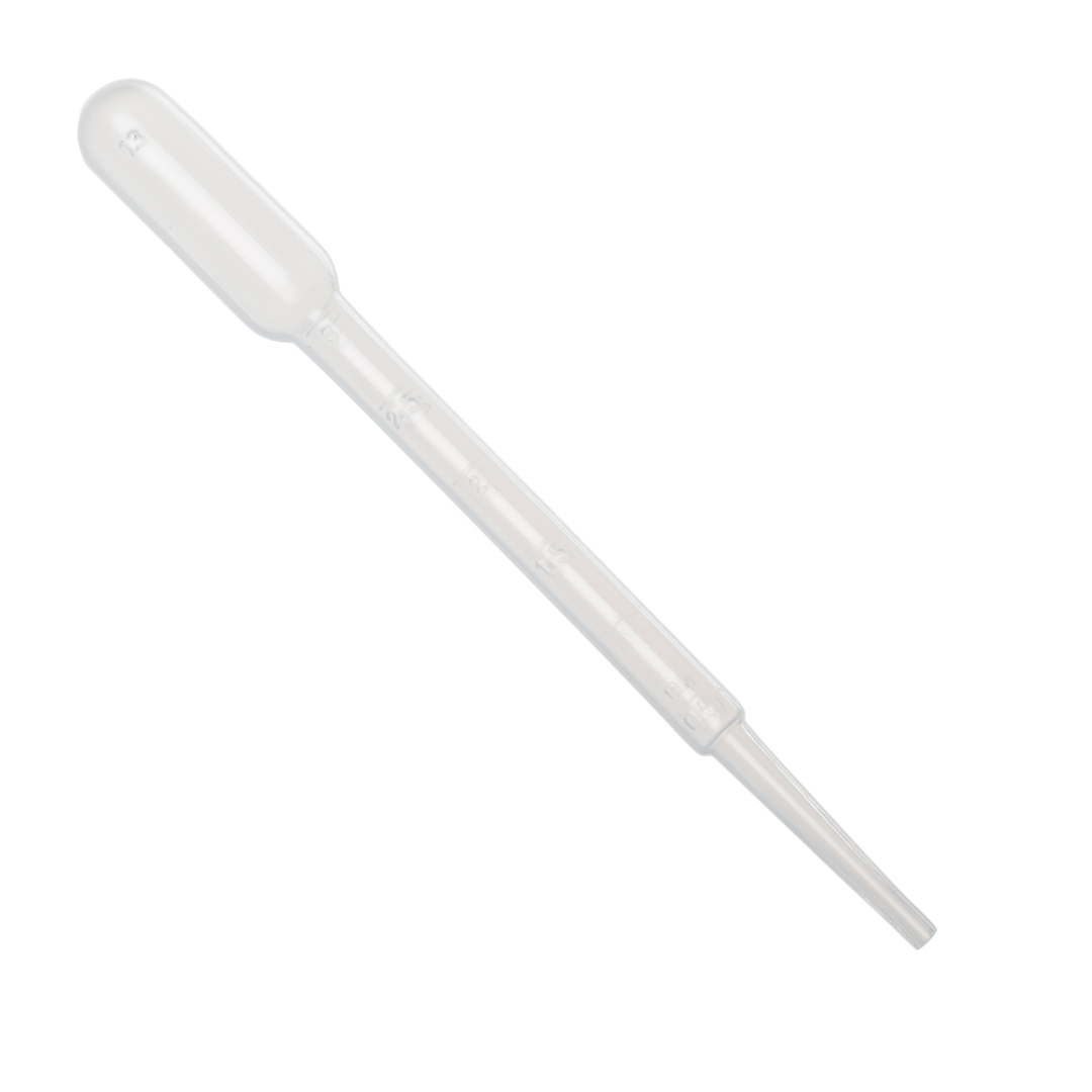 Clear plastic pipette on a white background